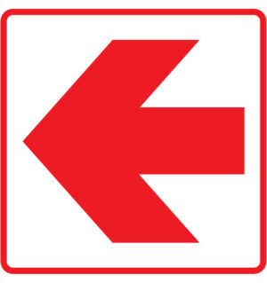 Location of Fire Equipment Red Arrow Left