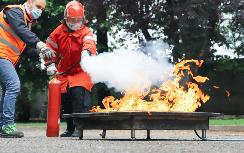 corporate safety - exercise during a firefighting course